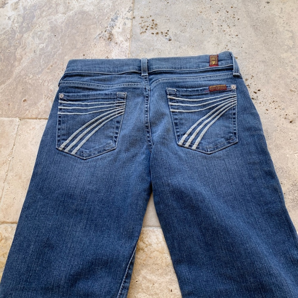 7 For All Mankind Women's Dark Blue Flare Jeans - Picture 10 of 12